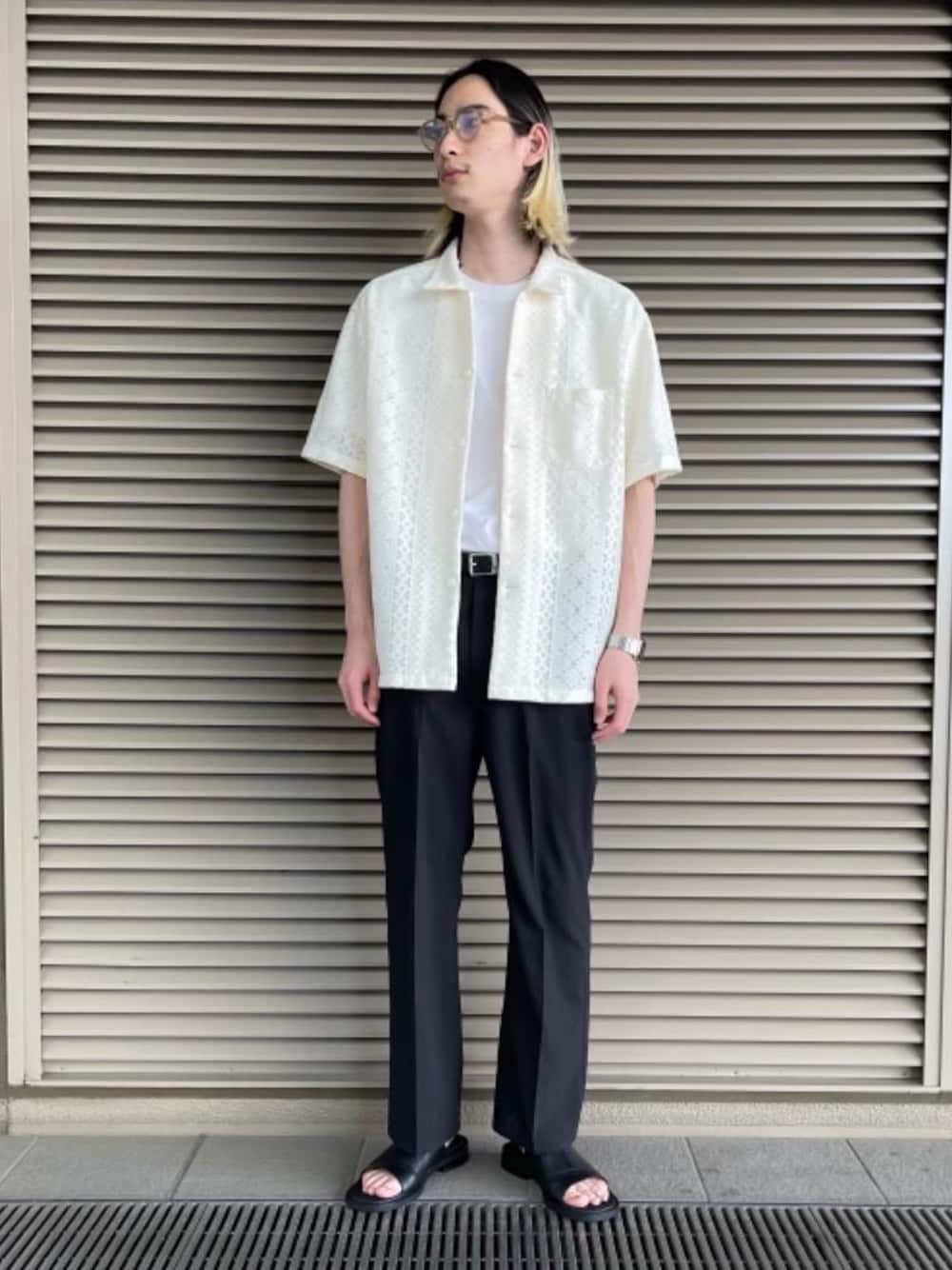 「トレンド、ビューティ&ユース、リラックス、beauty&youth、モード、モンキータイム、ユナイテッドアローズ、MONKEY TIME、unitedarrows」｜「MONKEY TIMEの＜monkey time＞ LTHR BELT/ベルト（ベルト、ブラック系）」を使った、Syunsuke Mizuhataさん（メンズ・185cm）の夏コーディネートの1枚目の写真