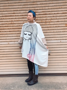 「ScoLar（スカラー）のアイテム（チュニック）」を使った、みぃこさん（レディース・155cm）の秋コーディネート