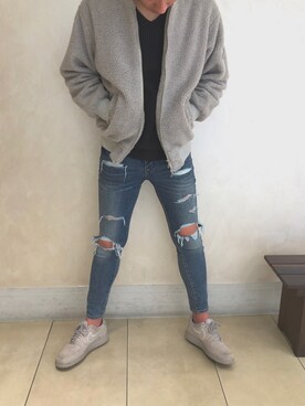 「AZUL by moussy（アズールバイマウジー）のアイテム（ブルゾン）」を使った、まっちゃんさん（メンズ・186cm）の春コーディネート