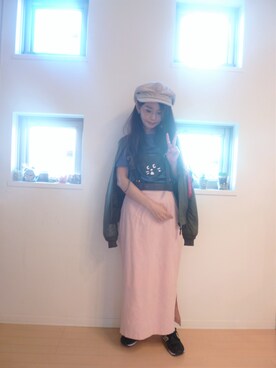 「Supreme.La.La.（シュープリームララ）のアイテム（スカート）」を使った、sara375さん（レディース・154cm）の秋コーディネート