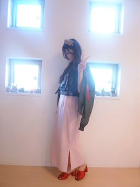 「Supreme.La.La.（シュープリームララ）のアイテム（スカート）」を使った、sara375さん（レディース・154cm）の秋コーディネート