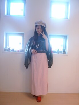 「Supreme.La.La.（シュープリームララ）のアイテム（スカート）」を使った、sara375さん（レディース・154cm）の秋コーディネート