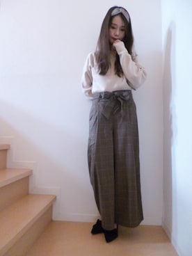「アイテム（チョーカー、イエロー系）」を使った、sara375さん（レディース・154cm）の秋コーディネート