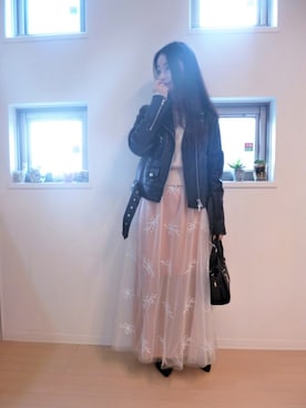 「URBAN RESEARCH ROSSO WOMEN（アーバンリサーチ　ロッソ）のアイテム（ライダースジャケット）」を使った、sara375さん（レディース・154cm）の秋コーディネート