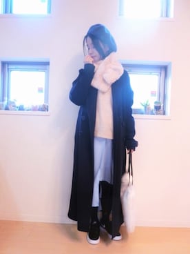 「EGOIST（エゴイスト）のアイテム（チェスターコート）」を使った、sara375さん（レディース・154cm）の冬コーディネート