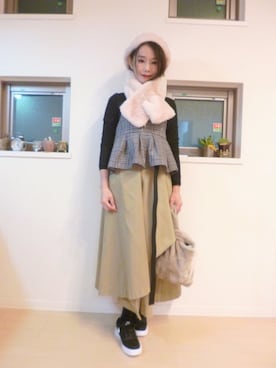 「CECIL McBEE（セシルマクビー）のアイテム（ハンチング/ベレー帽）」を使った、sara375さん（レディース・154cm）の冬コーディネート