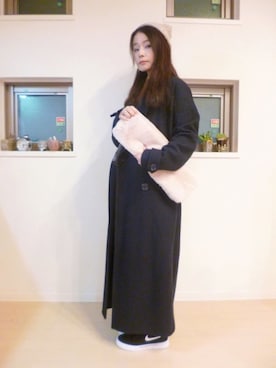 「EGOIST（エゴイスト）のアイテム（チェスターコート）」を使った、sara375さん（レディース・154cm）の冬コーディネート