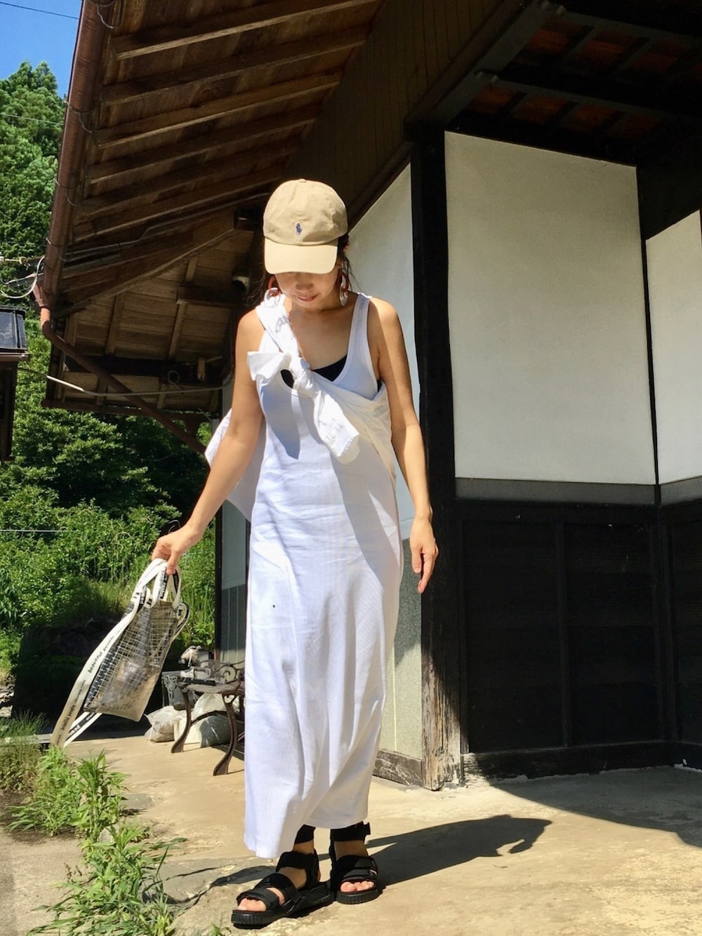 体型カバー Ralph Lauren リネン混 カバーアップ 白 ワンピース リネン風ワンピース レディース 春 夏 麻 ワンピース 綿麻