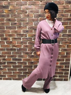 「パープル×黒」｜「アイテム（ファッション雑貨）」を使った、maricozeroさん（レディース・159cm）の秋コーディネート