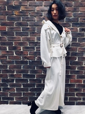 「アイテム（セットアップ、ホワイト系）」を使った、maricozeroさん（レディース・159cm）の冬コーディネート
