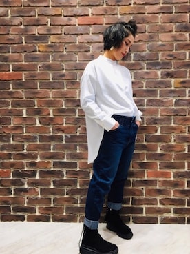 「マムジーンズ」｜maricozeroさん（レディース・159cm）の冬コーディネート