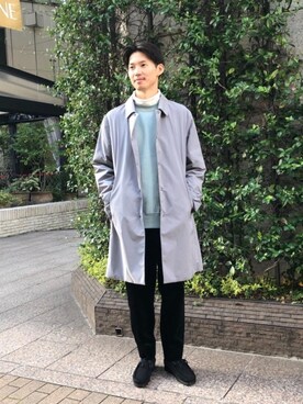 「RECOMMEND  ITEM STYLING」｜「アイテム（ステンカラーコート）」を使った、shohei kusakaさん（メンズ・175cm）の秋コーディネート