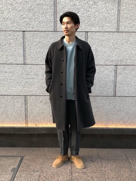 「RECOMMEND  ITEM STYLING」｜「アイテム（ステンカラーコート）」を使った、shohei kusakaさん（メンズ・175cm）の秋コーディネート