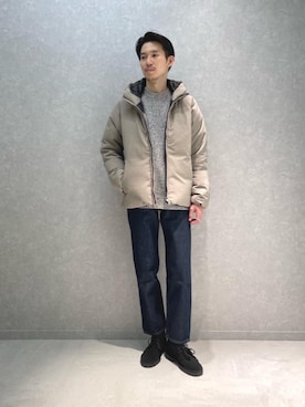 「RECOMMEND  ITEM STYLING」｜「アイテム（ダウンジャケット/コート）」を使った、shohei kusakaさん（メンズ・175cm）の秋コーディネート