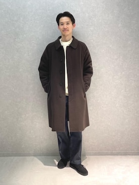 「RECOMMEND  ITEM STYLING」｜「アイテム（ステンカラーコート）」を使った、shohei kusakaさん（メンズ・175cm）の秋コーディネート