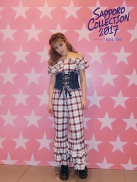 「厚底」｜「アイテム（オールインワン・サロペット）」を使った、夏焼雅さん（レディース・160cm）の春コーディネート