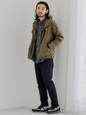 「green label relaxing（グリーンレーベルリラクシング）のSC ★★ ルーズ デニム バンドカラー 長袖 シャツ （シャツ/ブラウス、ブルー系）」を使った、kobayashi2896さん（メンズ・178cm）の秋コーディネート