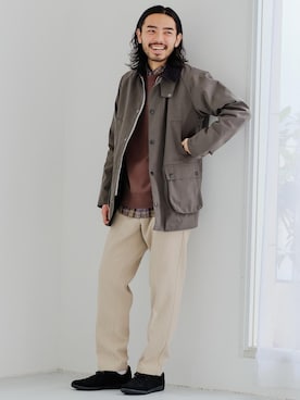 「green label relaxing（グリーンレーベルリラクシング）のSC ★★ ガーゼ チェック ルーズ ボタンダウン シャツ （シャツ/ブラウス、グレー系）」を使った、kobayashi2896さん（メンズ・178cm）の秋コーディネート