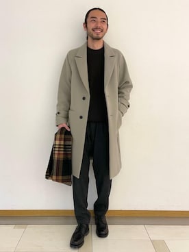 「green label relaxing（グリーンレーベルリラクシング）のアイテム（チェスターコート）」を使った、kobayashi2896さん（メンズ・178cm）の秋コーディネート