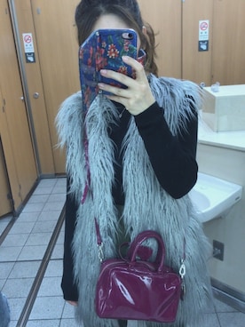 「agnes b.（アニエスベー）のアイテム（ショルダーバッグ、パープル系）」を使った、sayakaさん（レディース・155cm）の秋コーディネート