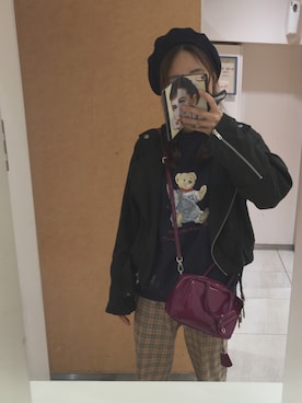 「Polo Ralph Lauren」｜「アイテム（ライダースジャケット）」を使った、sayakaさん（レディース・155cm）の秋コーディネート