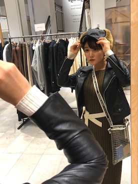 「STUDIOUS（ステュディオス）のアイテム（ライダースジャケット）」を使った、はるかさん（レディース・152cm）の春コーディネート