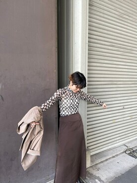 「KBF（ケイビーエフ）のアイテム（ノーカラージャケット）」を使った、てじさん（レディース・159cm）の秋コーディネート