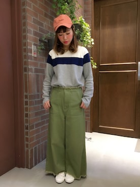「RAGEBLUE（レイジブルー）のアイテム（キャップ）」を使った、tani.さん（レディース・154cm）の冬コーディネート