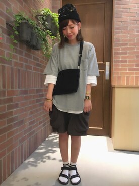 「Champion（チャンピオン）のアイテム（帽子）」を使った、tani.さん（レディース・154cm）の春コーディネート