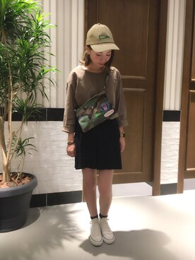 「RAGEBLUE（レイジブルー）のアイテム（キャップ）」を使った、tani.さん（レディース・154cm）の夏コーディネート