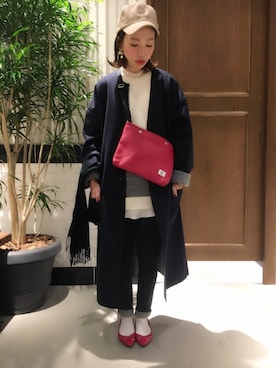 「RAGEBLUE（レイジブルー）のアイテム（チェスターコート）」を使った、tani.さん（レディース・154cm）の秋コーディネート