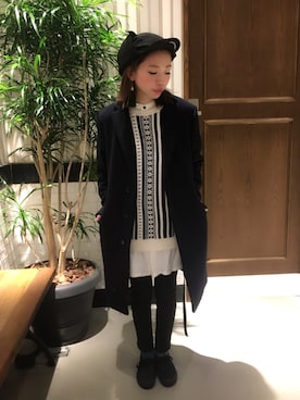 「RAGEBLUE（レイジブルー）のアイテム（チェスターコート）」を使った、tani.さん（レディース・154cm）の秋コーディネート