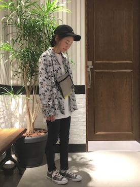 「RAGEBLUE（レイジブルー）のアイテム（キャップ）」を使った、tani.さん（レディース・154cm）の春コーディネート