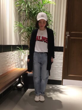 「RAGEBLUE（レイジブルー）のアイテム（キャップ）」を使った、tani.さん（レディース・154cm）の春コーディネート
