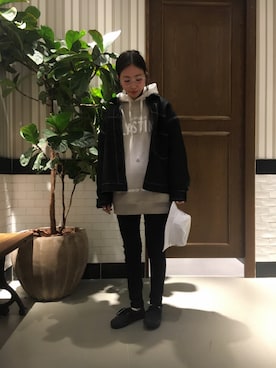 「RAGEBLUE（レイジブルー）のアイテム（ハット）」を使った、tani.さん（レディース・154cm）の冬コーディネート