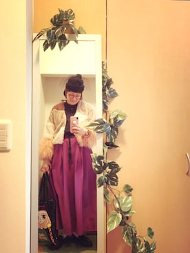 「w closet」｜「アイテム（帽子）」を使った、えちご屋さん（レディース・168cm）の冬コーディネート