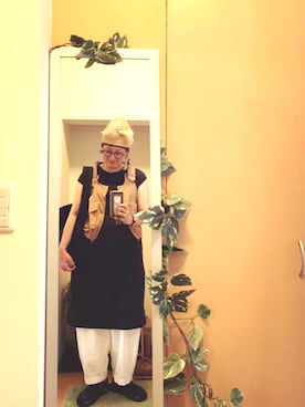 「ワークベスト」｜「アイテム（バッグ）」を使った、えちご屋さん（レディース・168cm）の夏コーディネート