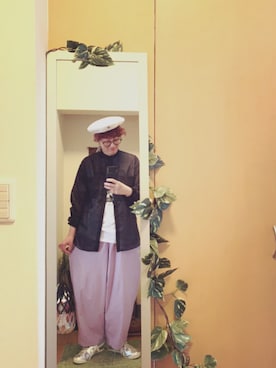 「シルバー」｜「アイテム（ハンチング/ベレー帽）」を使った、えちご屋さん（レディース・168cm）の春コーディネート
