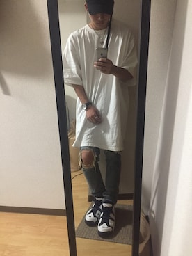 「NIKE（ナイキ）のアイテム（スニーカー、ブルー系）」を使った、kazuhoさん（メンズ・181cm）の夏コーディネート