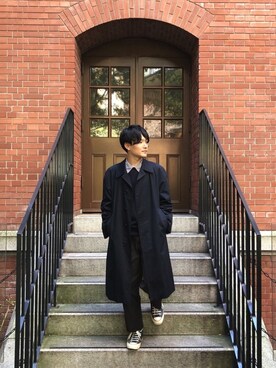 「アイテム（ステンカラーコート）」を使った、tom🐶さん（メンズ・167cm・20代）の秋コーディネート