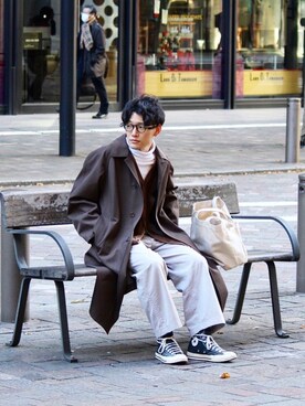 「UNIQLO（ユニクロ）のタートルネックT（長袖）（Tシャツ/カットソー）」を使った、tom🐶さん（メンズ・167cm）の冬コーディネート