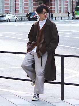 「MHL.」｜「アイテム（その他アウター）」を使った、tom🐶さん（メンズ・167cm）の冬コーディネート