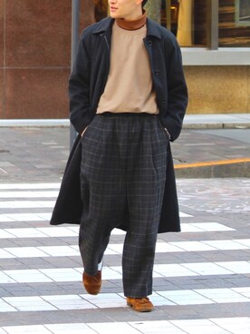 「アイテム（ステンカラーコート）」を使った、tom🐶さん（メンズ・167cm・20代）の冬コーディネート