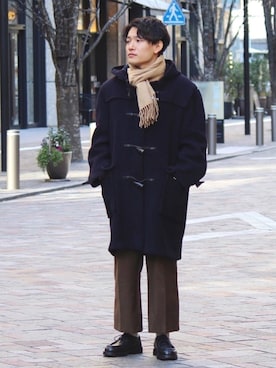 「FUDGE」｜「アイテム（ダッフルコート）」を使った、tom🐶さん（メンズ・167cm）の冬コーディネート