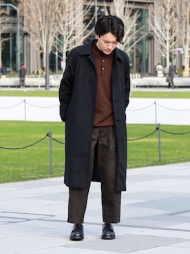 「アイテム（ステンカラーコート）」を使った、tom🐶さん（メンズ・167cm・20代）の冬コーディネート