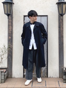 「アイテム（ステンカラーコート）」を使った、tom🐶さん（メンズ・167cm・20代）の冬コーディネート