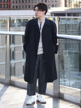 「アイテム（ステンカラーコート）」を使った、tom🐶さん（メンズ・167cm・20代）の春コーディネート