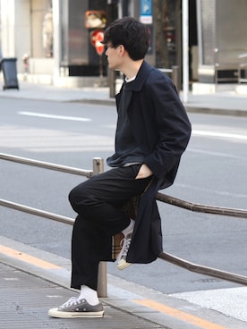 「アイテム（ステンカラーコート）」を使った、tom🐶さん（メンズ・167cm・20代）の春コーディネート