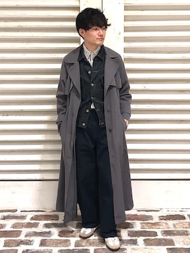 「ジャーマントレーナー」｜「アイテム（トレンチコート）」を使った、tom🐶さん（メンズ・167cm）の春コーディネート