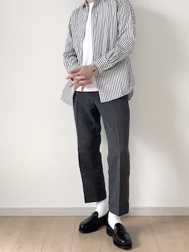 「マーガレット・ハウエル(MARGARET HOWELL)」｜「アイテム（スラックス）」を使った、tom🐶さん（メンズ・167cm）の春コーディネート